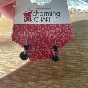 Black bead earrings
